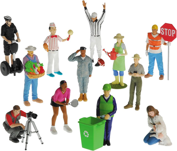 Constructive Playthings 12-Piece Diverse Career Toy Figure Set for Kids