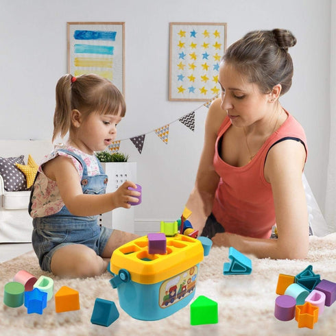 Playkidz Shape Sorter Baby and Toddler Toy, ABC and Shape Pieces, Sorting Shape Game for Children 18 Months+