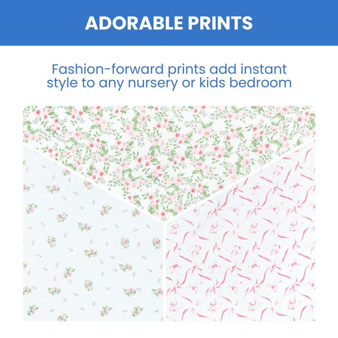 28x52 Inch (Pack 3), Delta Children Fitted Crib Sheets for Girls and Boys - Crib Sheet for Standard Crib and Toddler