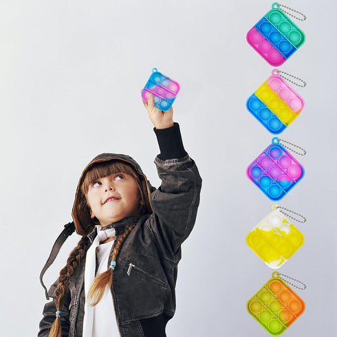 Clanam 120 Pcs Mini Pop Bubble Fidget Toys, Silicone Keychain Small Pop Bulk for Party Favors, Classroom Prizes