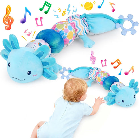 FVNPIHAM Baby Toys 6-12 Months, Musical Caterpillar Tummy Time Toys with Crinkle, Rattle,