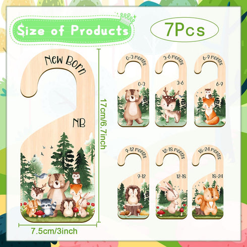 Closet 7PCS Closet 24 Animals Baby Dividers, Wooden Baby Clothes Dividers for Organizers, Newborn to Months Home