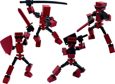 3D Printed Action Figure Mini-13, 6.65-inch Movable Toy with Accessories, Creative Desk Decoration (Red)