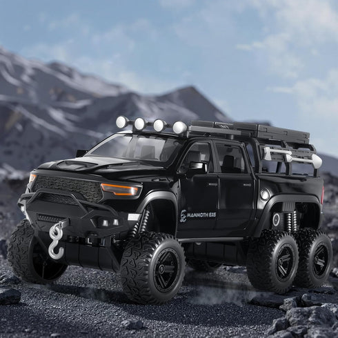 FRJV 1/32 Mammoth 4-7Black Toy Trucks for Boys Diecast Trucks Model Truck,Collectible Pickup Truck Model Kit,Pull Back