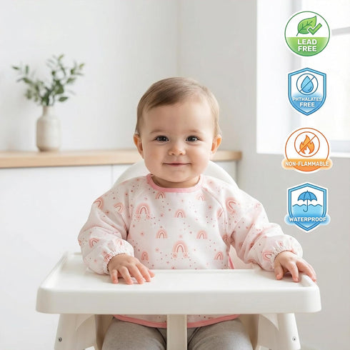 HAMUR HOME Waterproof Long Sleeve Baby Bib for Mess-Free Weaning