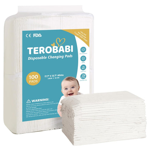 TEROBABI Disposable Changing Pads for Baby, 100 Pack 17.5"x13.5" Ultra Absorbency Diaper Changing