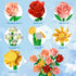 14 Set 747 CUBIMANA Flowers Bouquet Building with Vase and LED Light, for Women, PCS Mini Roses Flower Building Blocks
