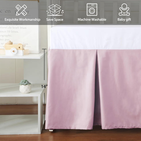 100% 400 Count 52"X28" 14" Crib Skirt Dust Ruffle, Egyptian Cotton Thread Soft Breathable Crib Bedding Skirt for Baby
