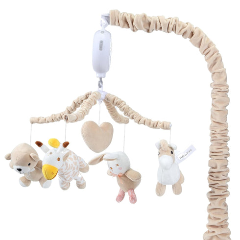 Musical Crib Mobile with 12 Lullabies, Rotating Arm and Detachable Plush Toys,