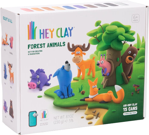 Fat Brain Toys Hey Clay Forest Animals - Clay Kit with Interactive App for Kids & Tweens.