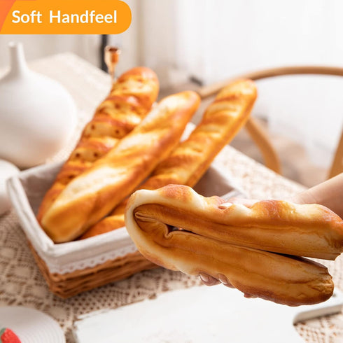 Joeabor 4pcs Set, Artificial Bread Realistic Fake Food for Display, Fake Bread for Decoration, Faux Baguette Food Props