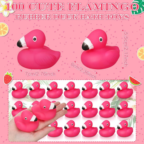 Honoson Flamingo Rubber Duckies, 50 Pcs - Pink Floating Bath Toys for Baby Shower Party Favors & Classroom Prizes