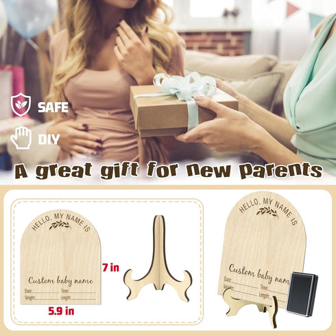 Mayyi 03) Newborn Birth Announcement Sign,Personalized Baby Announcement, Custom Engraved Wooden Baby Name Sign
