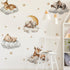 Sleeping Animals Wall Decals,Dreamy Clouds & Star Theme Art Wall Sticker Decors,Peel