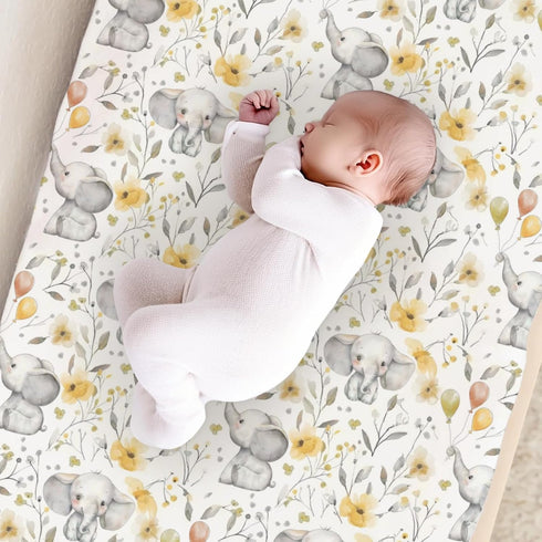KuphiL10C Girls-16x32 Watercolor African Safari Animals Elephant Flowers Baby Changing Pad Cover, Unisex Elephant