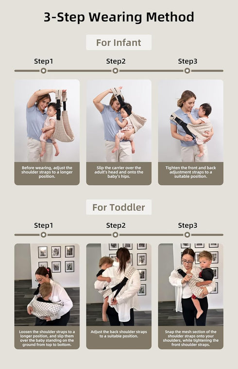 Lujifo Baby Sling Carrier for Toddler, Houndstooth Baby Carrier Sling, Premium Cotton Linen Adjustable in Both Front