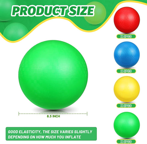 Jerify 20 Pack Large Dodgeballs, Colorful Inflatable Bounce Balls for Kids Adults Beach School Party Game, 4 Colors