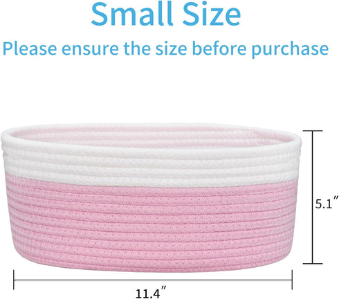 ABenkle Small Woven Basket, Cute Small Basket, Rope Room Shelf Storage Basket, Cat Dog Toys Basket Chest Box, Empty Decorative Gift Basket, 12"x 8" x 5"