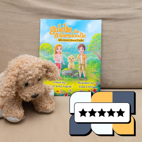 Goldie The Goldendoodle Adventure Down Under - Children's Book & Stuffed Dog Plushie Set for Ages 3-8