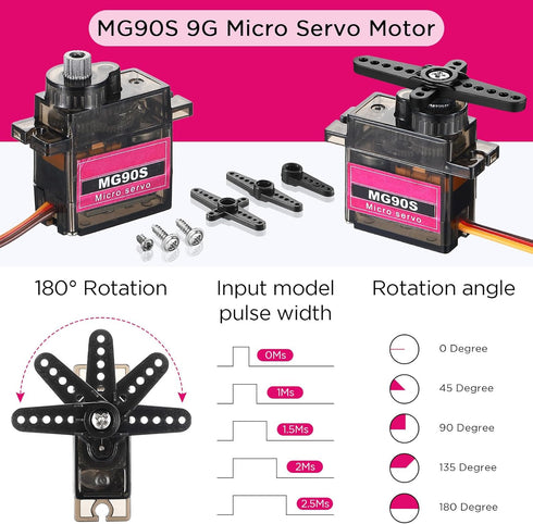 16 MG90s 9g Hanaive Pcs Mini Micro Servo Motor RC Servo Kit for Robot Helicopter Airplane Car Boat Control