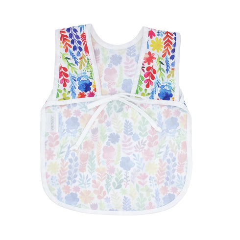 BapronBaby Rainbow Watercolor Floral Bapron - No Neck Tie Bib for Baby & Toddler, Soft Waterproof, Machine Washable