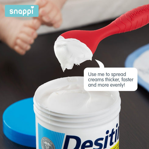 Ergo Brush Diaper Cream Applicator for a Baby Bum | Medical-Grade Silicone Diaper Rash Cream Bottom Brush Keeps Hands/Fingernails Clean (Cardinal Red)