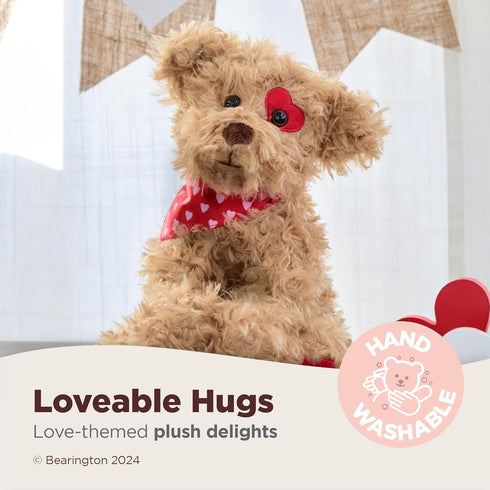 Bearington Harry Hugglesmore Valentine's Day Stuffed Animal, 11 Inch Brown Puppy, Ideal for Gifts