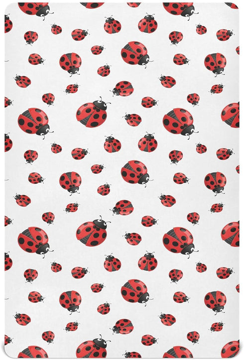 Sheet,52x28IN Pfrewn Crib Sheets for Boys Girls Red Ladybug Fitted Crib Sheet Fits Standard Crib Mattress Pads Stretch