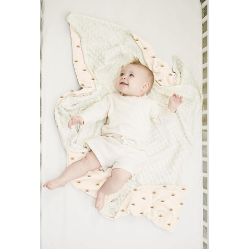 Konssy Baby Blankets for Unisex Boys Girls, Super Soft Nursery Minky Blankets with Muslin Cotton Front and Dotted