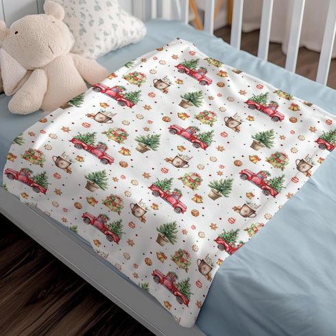 SqtmuHLuo Red Baby Christmas Blanket Boys Girl Gifts First Christmas Tree Red Car Baby Nursery Bed Receiving Blankets