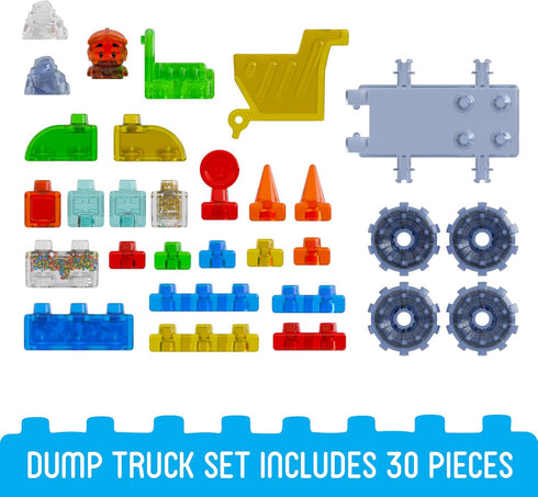 Set 30 2+ Jelly Blox Construction Dump Truck | Pieces | Toddler & Preschool Building Blocks Kids Can Squeeze, Stretch