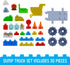 Set 30 2+ Jelly Blox Construction Dump Truck | Pieces | Toddler & Preschool Building Blocks Kids Can Squeeze, Stretch