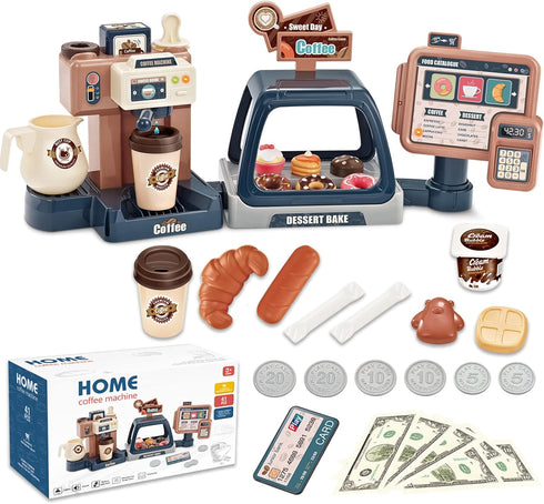 yoliyogo Pretend Play Coffee Maker Toy Role Play Coffee Shop Party Playset with