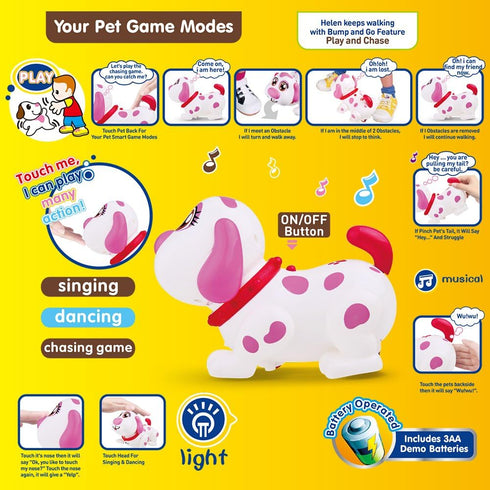 2+ WEofferwhatYOUwant Robot Dog Helen Interactive Talking Puppy for Girls Electronic Pet Toy Walks, Talks, Barks