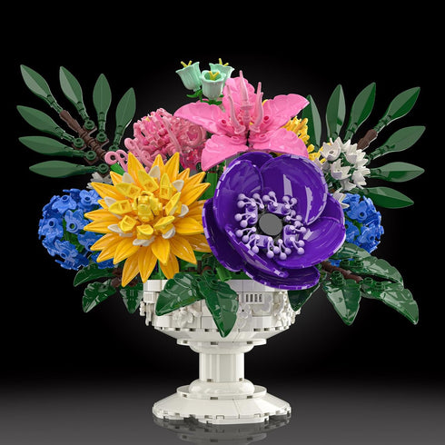 Botanicals Flower Bouquet Building Set - Includes Hydrangeas, Snapdragons, Peonies & More,