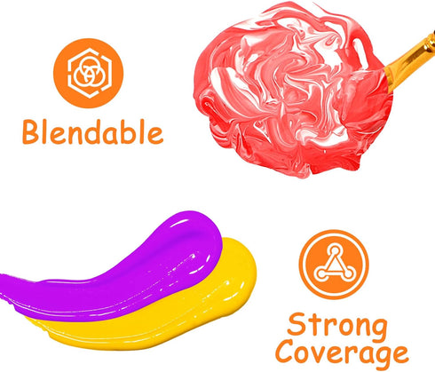 ABEIER Washable Finger Paint for Toddlers, Safe Non-Toxic, 12 Vibrant Colors, Mess Free Art Supplies for Kids