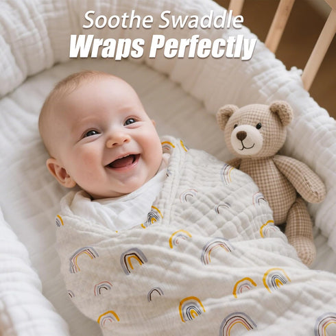 Kvoike 39 39 Inches Muslin Swaddle Blankets for Newborn, Baby Blankets for Boys Girls, Large X Breathable Soft Blanket