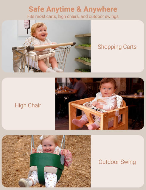 Sprouterie Shopping Cart Cover for Baby Girl and Boy, High Chair Cover for Restaurant, Padded Grocery Cart Seat Cover