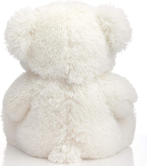 HollyHOME Teddy Bear Stuffed Animal Plush Bear - 12 Inches White with Red Bow - Christmas Valentine's Day Gift