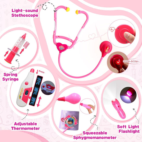3-5 2 3 4 Set Doctor Kit for Toddlers Girl Toys Birthday Gift for Year Old Girls Kids Doctors Play with Plush Dog, Toy