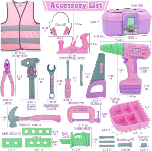 Set, 31 Hammer Set 3 4 5 6 7 Kids Tool PCS Kids Tool Box Pretend Play Construction Toy with Electric Drill Tool