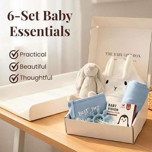 Tiny Treasures Set Set, Packaging New Baby Gift Basket with Adorable Newborn Essentials for Baby Girl and Boy | Quality