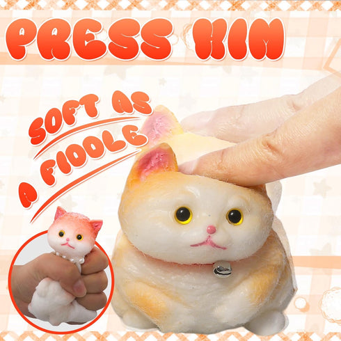 JIACAI 2pcs Favors,Pinch Gifts(2pcs Small Squishy Cat,Handmade Cute Soft Cat Funny Stress Relief Squishies for Kids