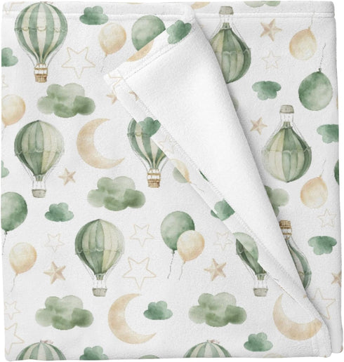 Cstdyfrv Watercolor Hot Air Balloon Baby Blankets for Boys Girls Pastel Balloons Moon