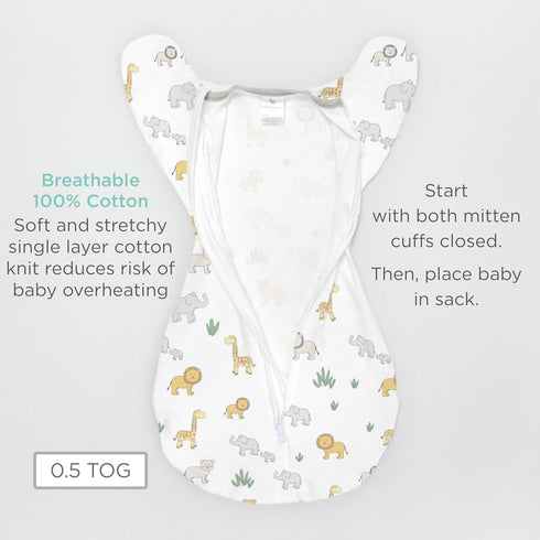 3-6 14-21 lb, Amazing Baby Transitional Swaddle Sack, Arms Up Half-Length Sleeves & Mitten Cuffs, Swaddle for Newborn