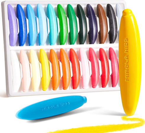 24 Colors 100% Pure Beeswax Crayons for Toddlers 1-3,Non-Toxic Crayons with 108