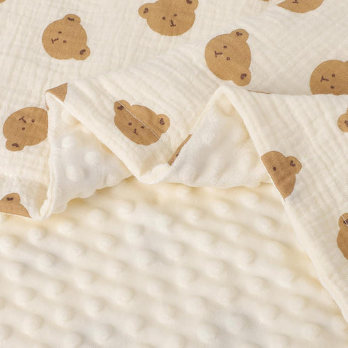 Fluffy-Backed Swaddle Blankets - Double Layer Muslin 100% Cotton Front, 30 x 41 Inches for Unisex Newborn