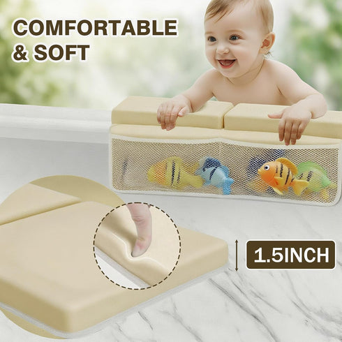 Elbow Set, Water-Resistant Baby Bath Kneeler and Rest Pad Soft Painless Tub Kneeling Pad for Bathing Baby with Toy