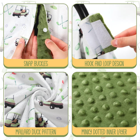 27.5 39 Inch Honeydak Golf Baby Car Seat Cover Minky Infant Golf Nursing Decor Canopy Breastfeeding Blankets Peekaboo