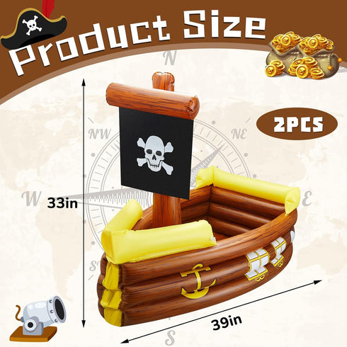 2 Cunhill Pieces Inflatable Pirate Ship Cooler Inflatable Cooler for Halloween Pirate Ship for Food Beverage Serving